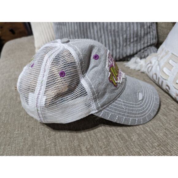 Jason Aldean Distressed Women's Baseball Hat Cap Snapback Mesh Back Pink Grey - Picture 6 of 8